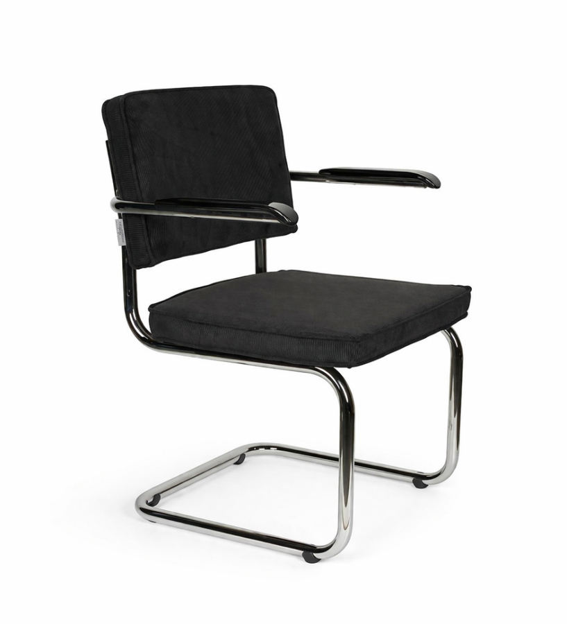 Zuiver Ridge Rib čalúnená stolička - Čierna, S podrúčkami